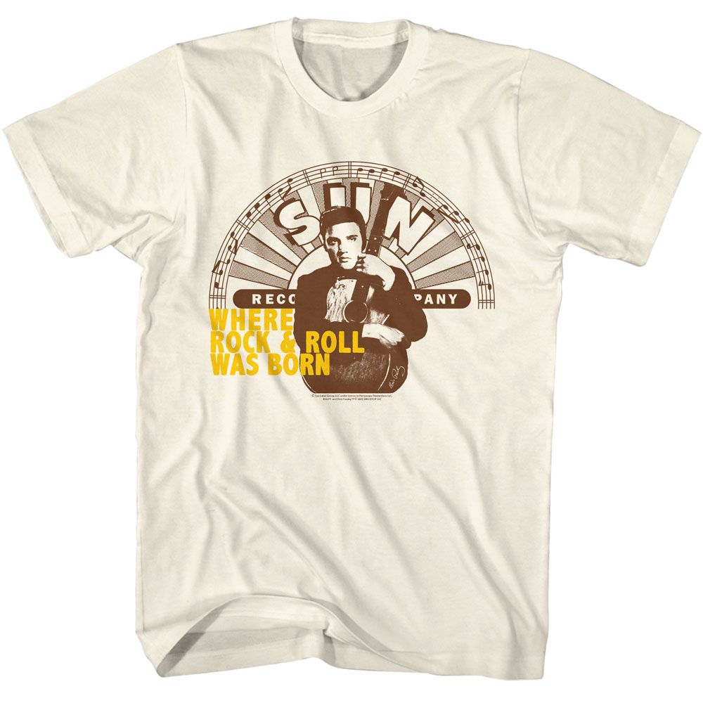 Elvis - Sun Records Natural Adult S/S Tshirt