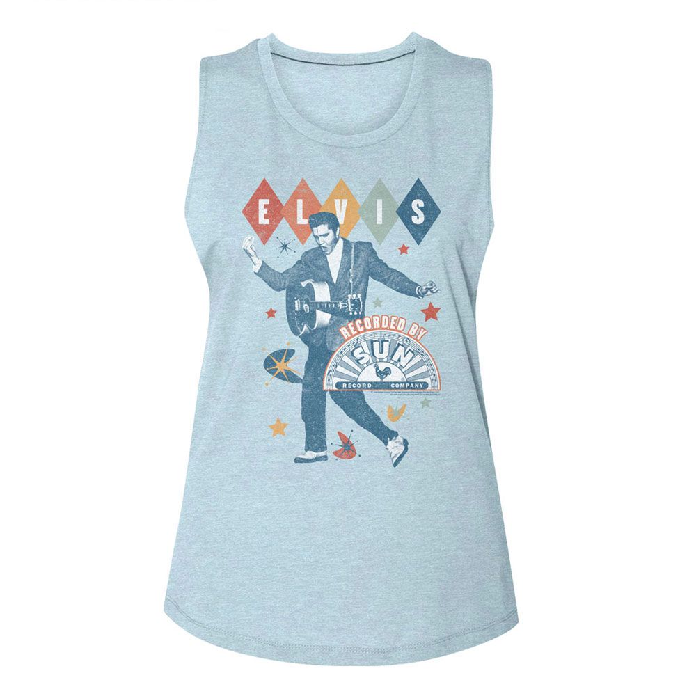Elvis - Sun Records Stonewash Denim Ladies Muscle Tank