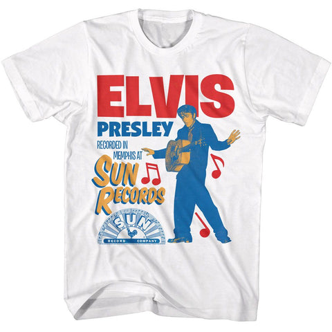 Elvis - Sun Records White Adult S/S Tshirt