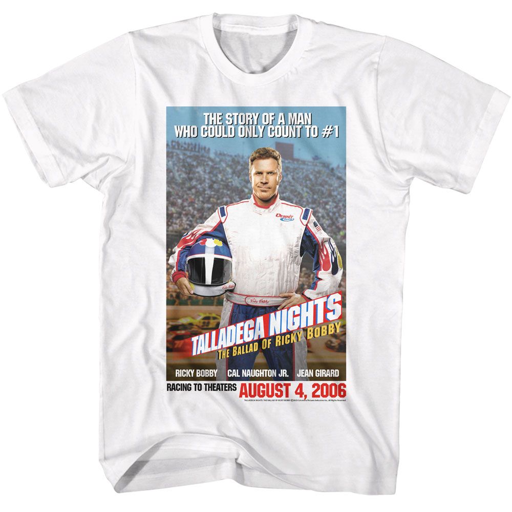 Talladega Nights White Adult Short Sleeve Tshirt
