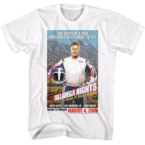 Talladega Nights White Adult Short Sleeve Tshirt