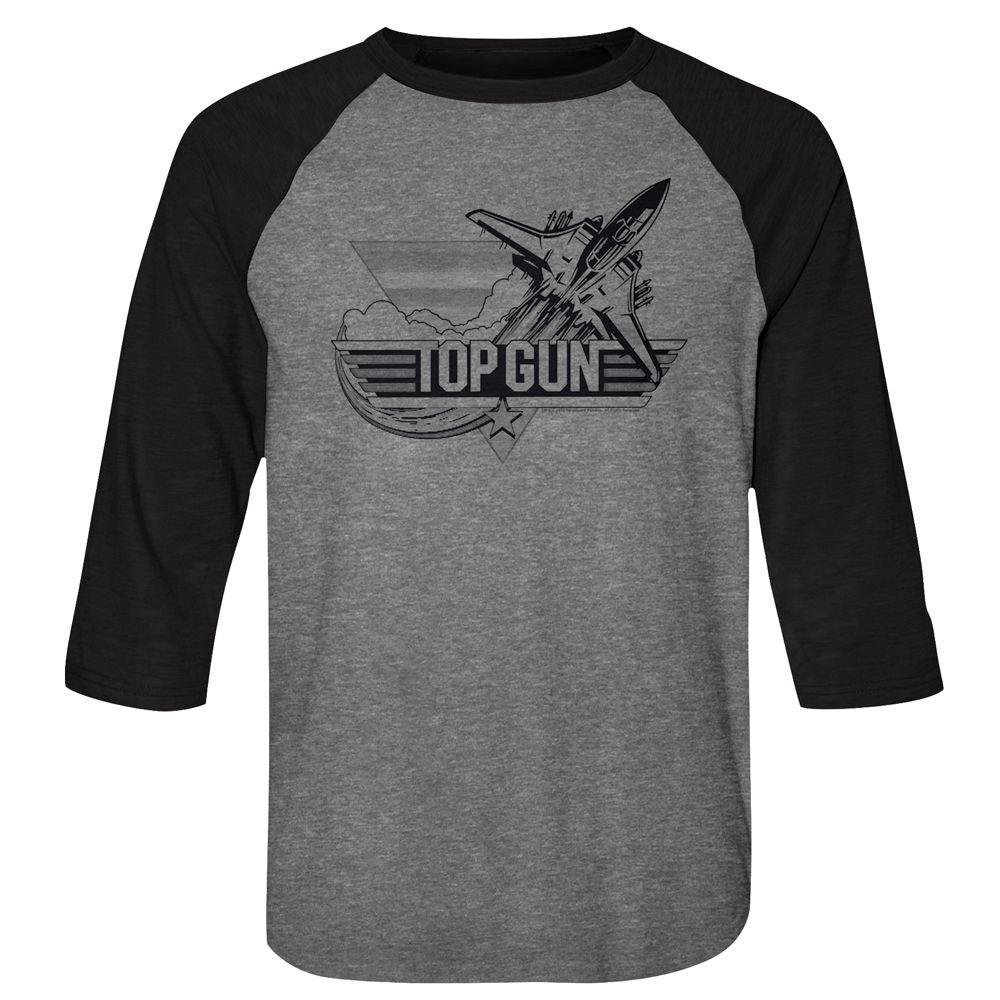Top Gun Premium Heather/Vintage Black Adult 3/4 Sleeve Raglan