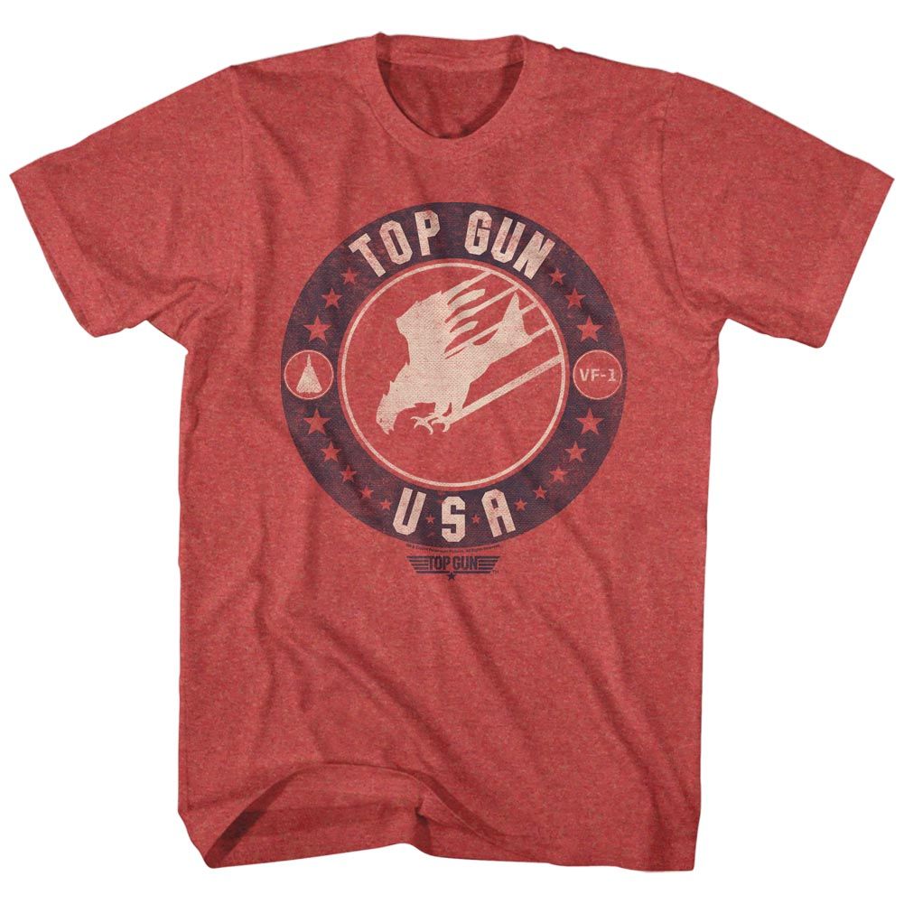 Top Gun Red Heather Adult Short Sleeve Tshirt