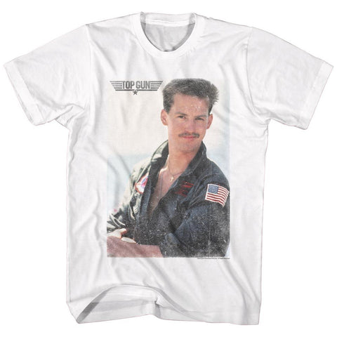 Top Gun White Adult Short Sleeve Tshirt