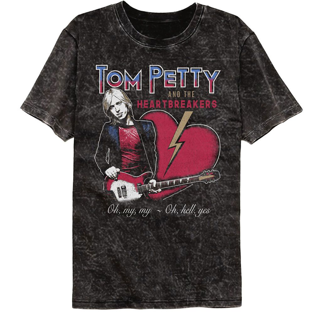 Tom Petty Black Adult S/S Mineral Wash Tshirt