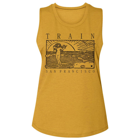 Train Ginger Ladies Slub Sleeveless Crew Neck Tee