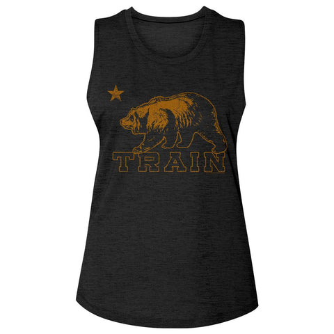 Train Black Ladies Slub Sleeveless Crew Neck Tee