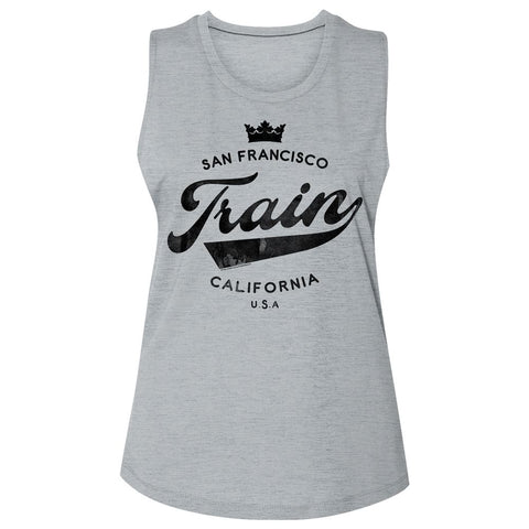 Train Platinum Ladies Slub Sleeveless Crew Neck Tee