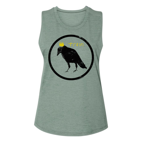 Train Sea Glass Ladies Slub Sleeveless Crew Neck Tee