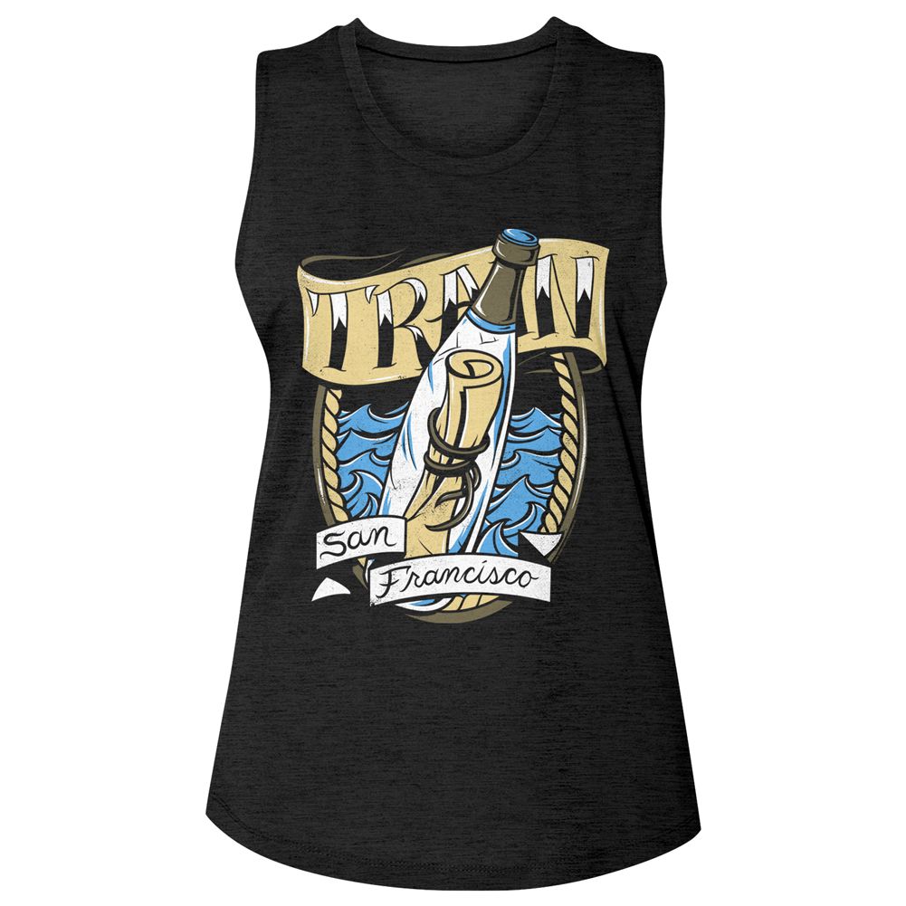 Train Black Ladies Slub Sleeveless Crew Neck Tee