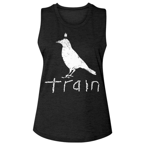 Train Black Ladies Slub Sleeveless Crew Neck Tee
