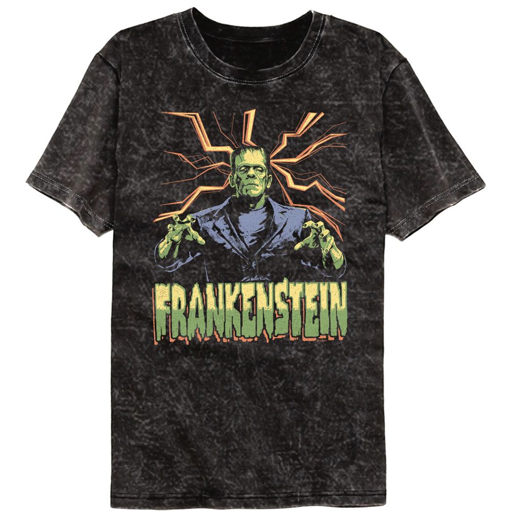 Universal Monsters Black Adult Short Sleeve Mineral Wash Tshirt