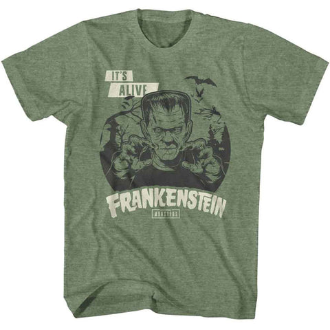 Universal Monsters Military Green Heather Adult Short Sleeve Tshirt