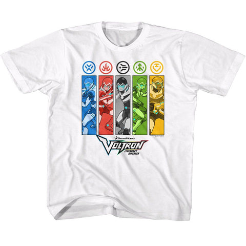 Voltron White Youth Short Sleeve Tshirt