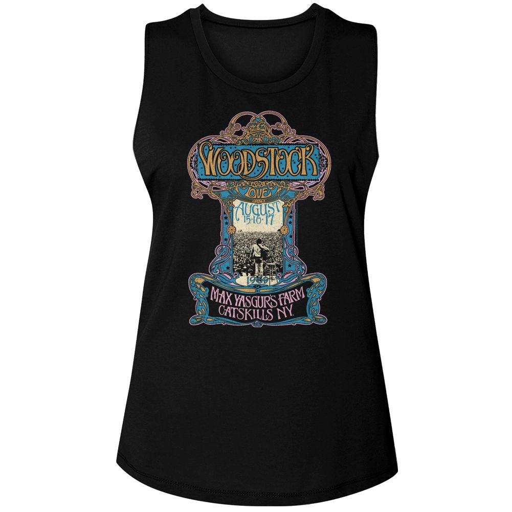Woodstock Black Ladies Muscle Tank