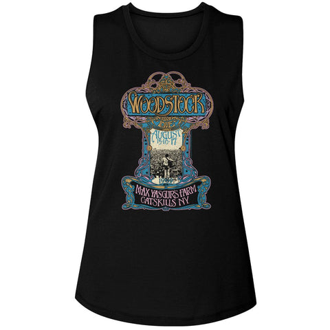 Woodstock Black Ladies Muscle Tank