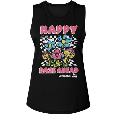 Woodstock Black Ladies Muscle Tank