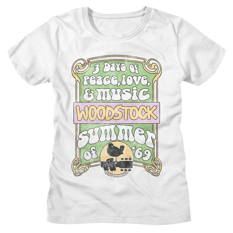 Woodstock White Ladies S/S Tshirt