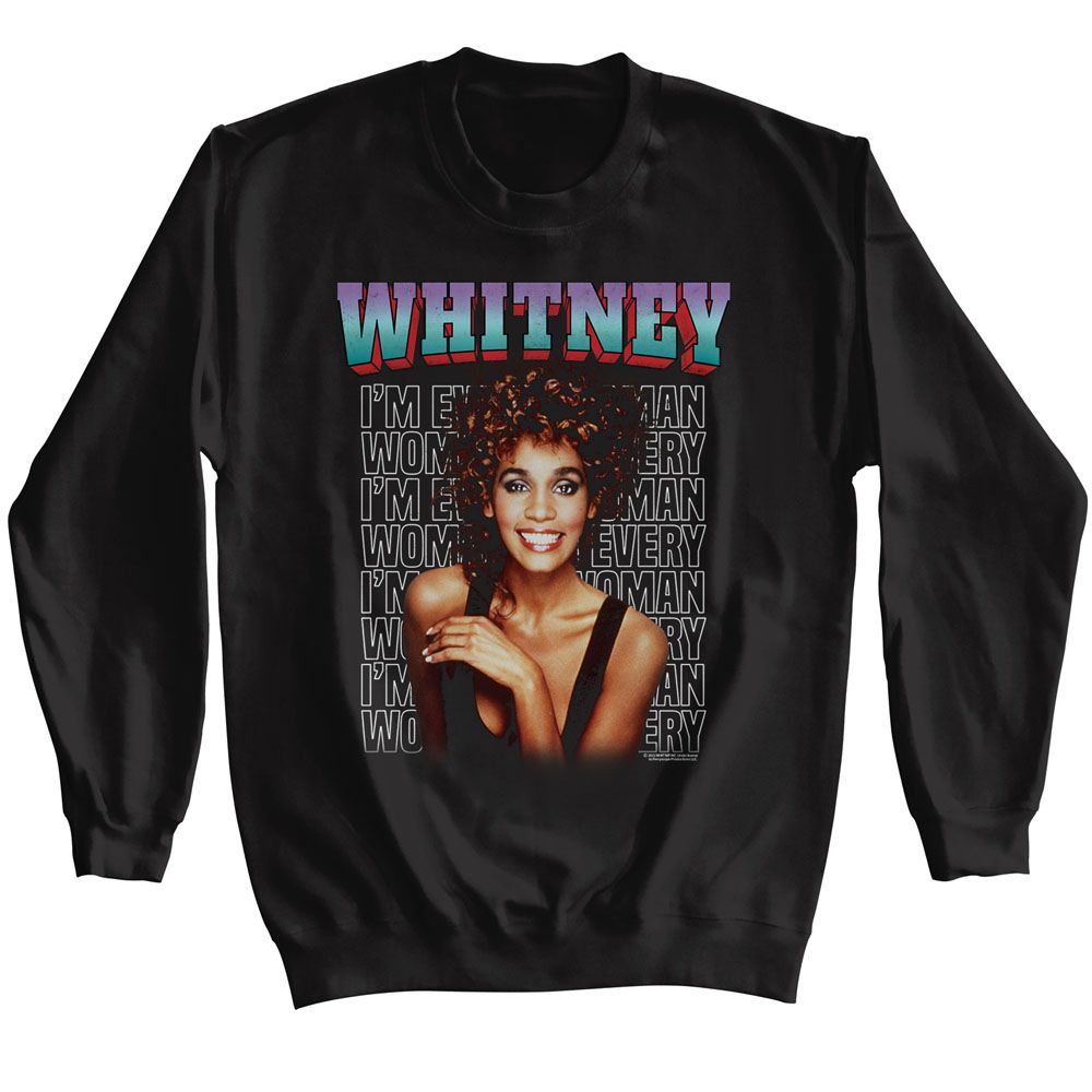 Whitney Houston Black Adult L/S Sweatshirt