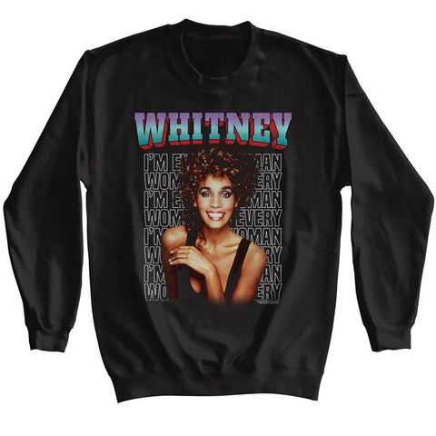 Whitney Houston Black Adult L/S Sweatshirt