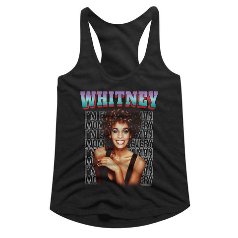 Whitney Houston Black Ladies Slimfit Racerback