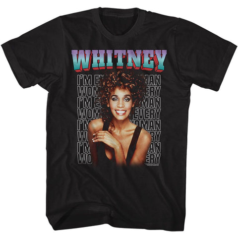 Whitney Houston Black Adult S/S Tshirt