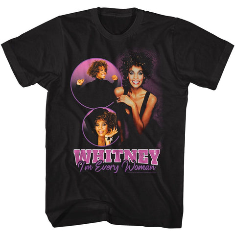 Whitney Houston Black Adult S/S Tshirt