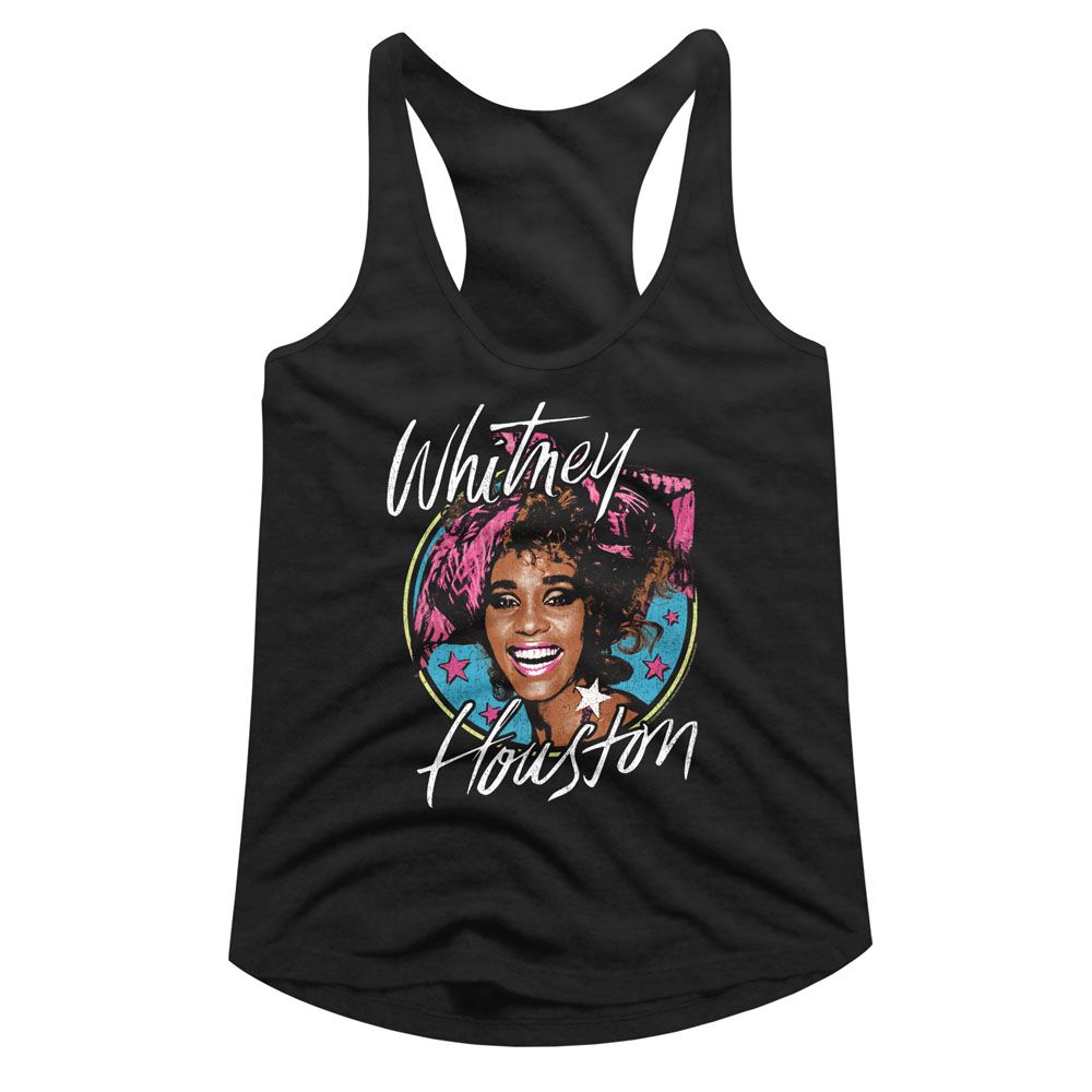Whitney Houston Black Ladies Slimfit Racerback