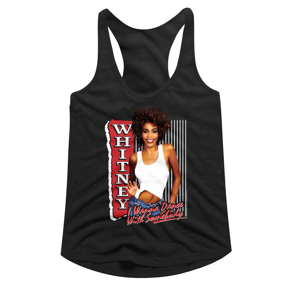 Whitney Houston Black Ladies Slimfit Racerback