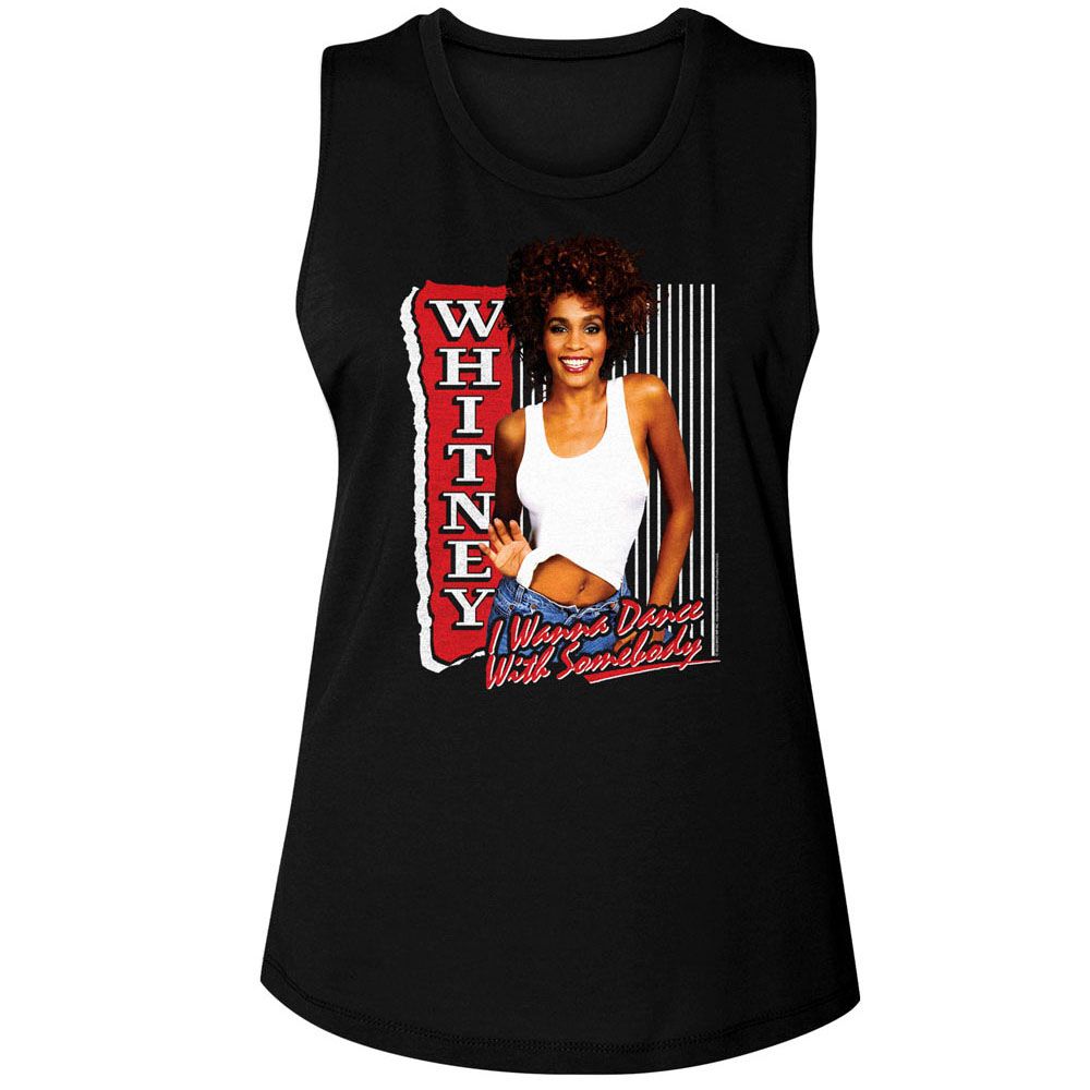 Whitney Houston Black Ladies Muscle Tank