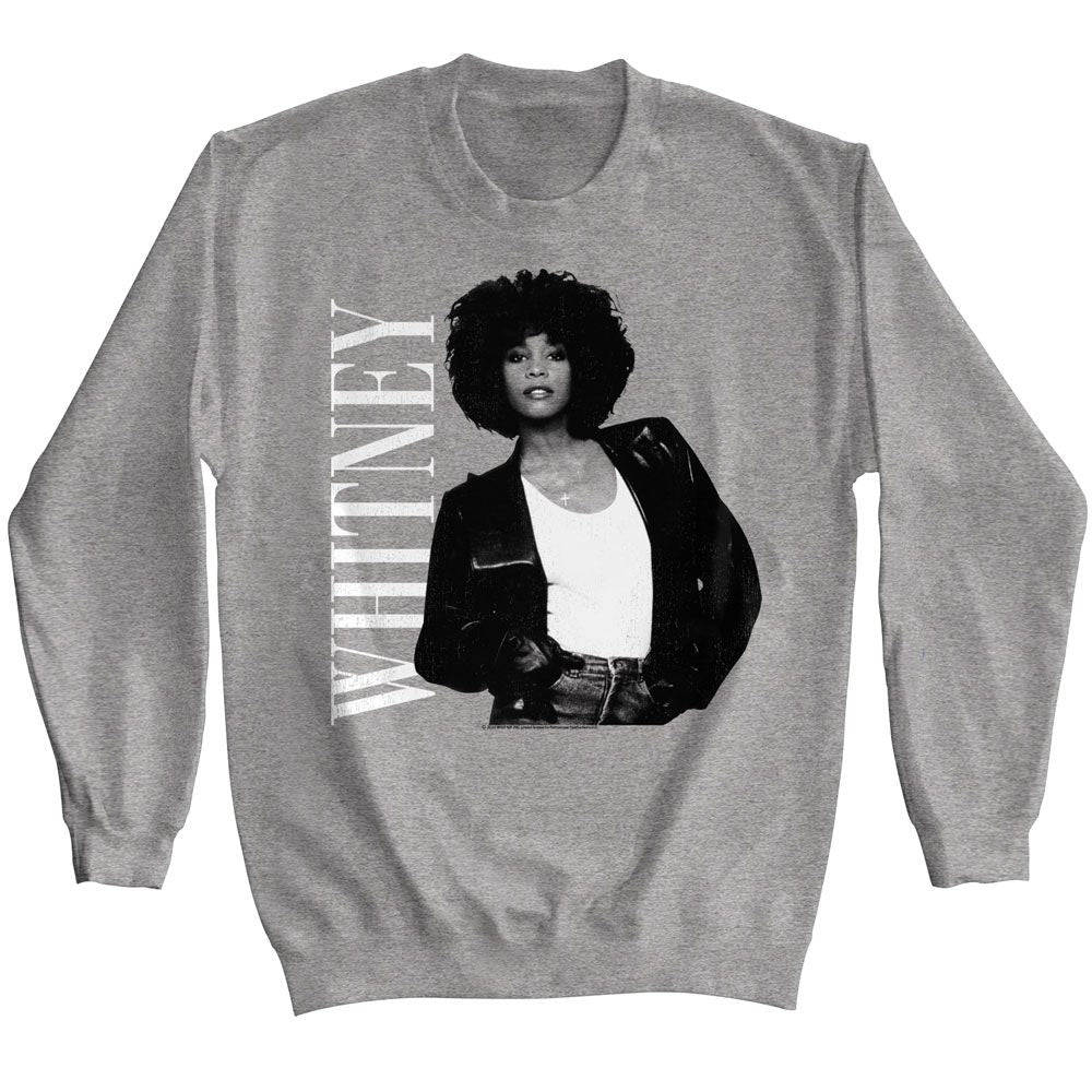 Whitney Houston Graphite Heather Adult L/S Sweatshirt