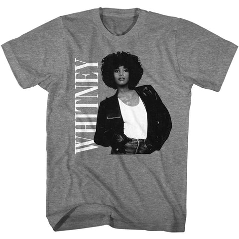 Whitney Houston Graphite Heather Adult S/S Tshirt