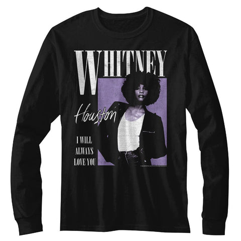 Whitney Houston Black Adult L/S Tshirt