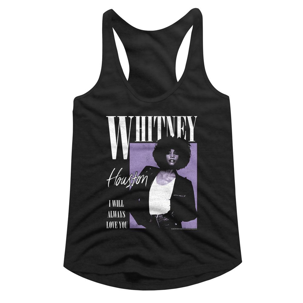 Whitney Houston Black Ladies Slimfit Racerback