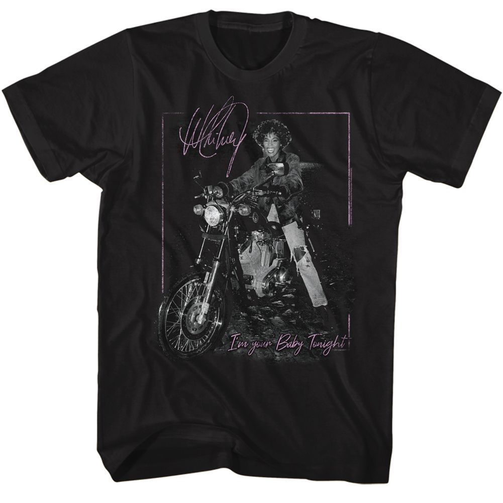 Whitney Houston Black Adult S/S Tshirt