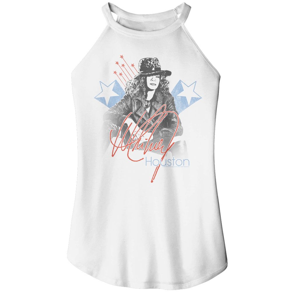 Whitney Houston White Ladies Sleeveless Rocker Tank