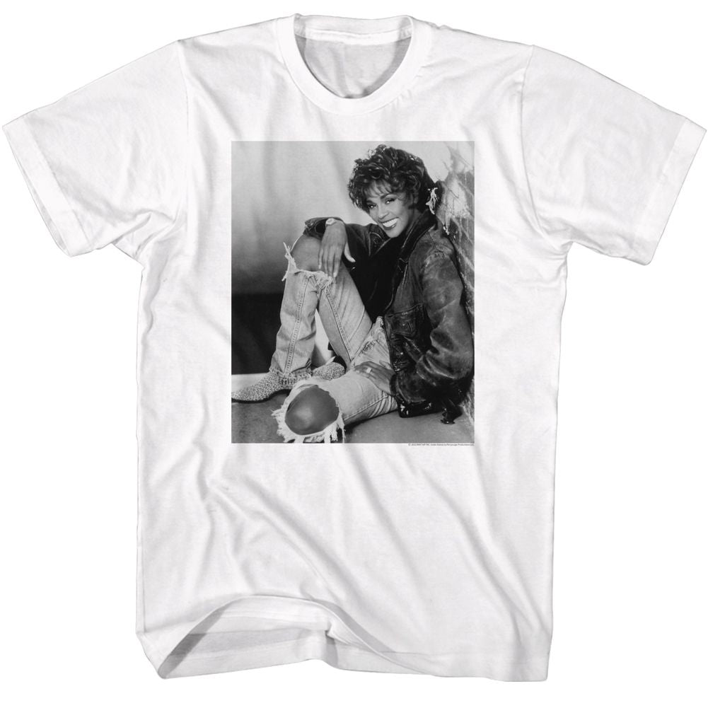 Whitney Houston White Adult S/S Tshirt