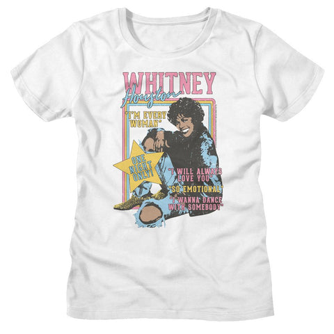 Whitney Houston White Ladies S/S Tshirt
