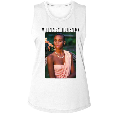 Whitney Houston White Ladies Muscle Tank
