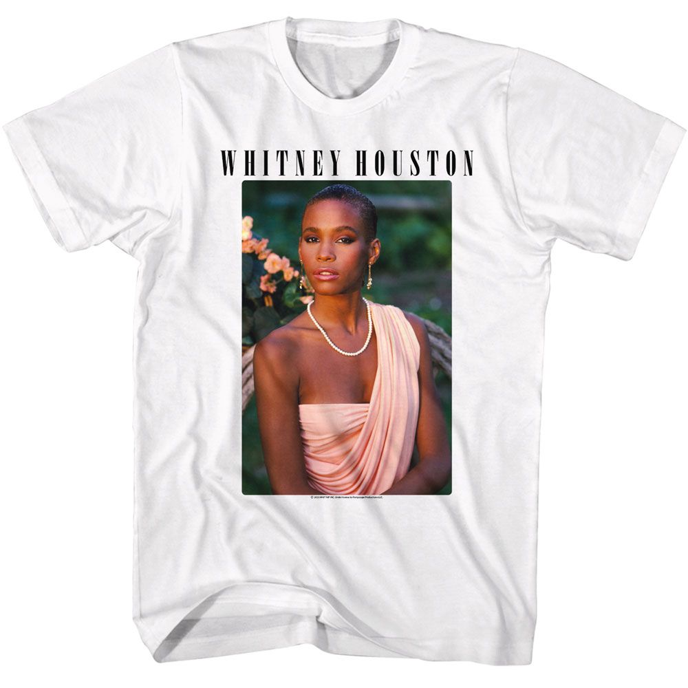 Whitney Houston White Adult S/S Tshirt