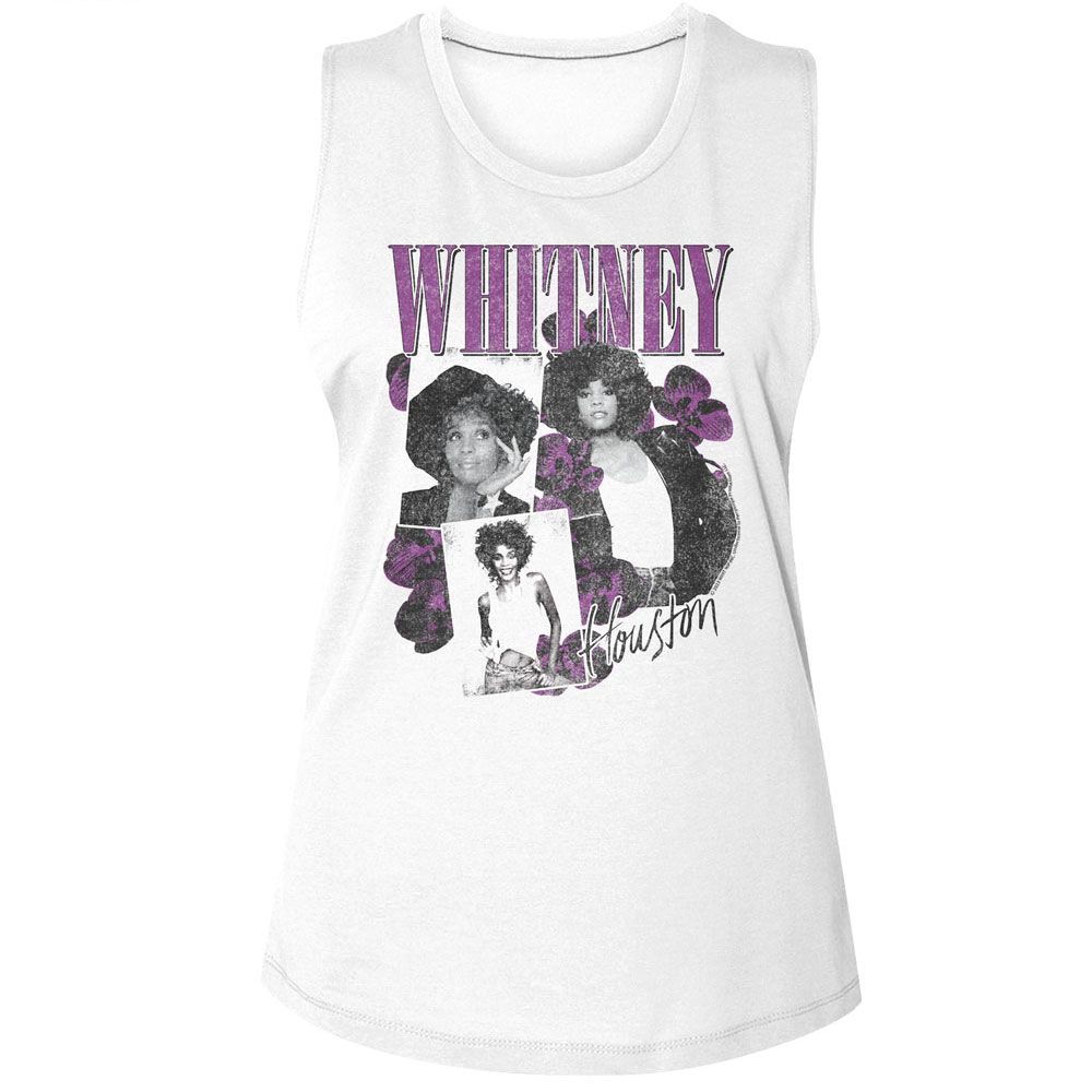 Whitney Houston White Ladies Muscle Tank