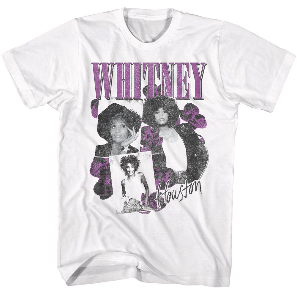 Whitney Houston White Adult S/S Tshirt