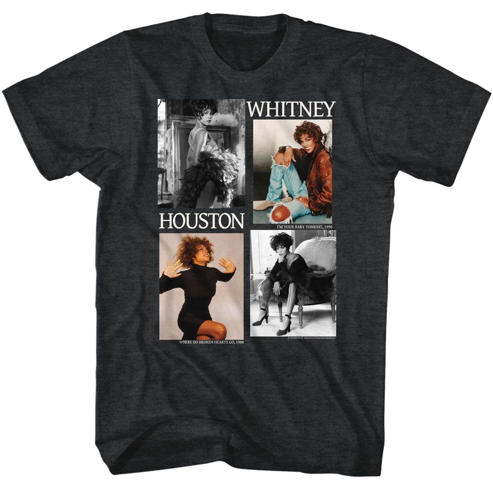 Whitney Houston Black Heather Adult S/S Tshirt