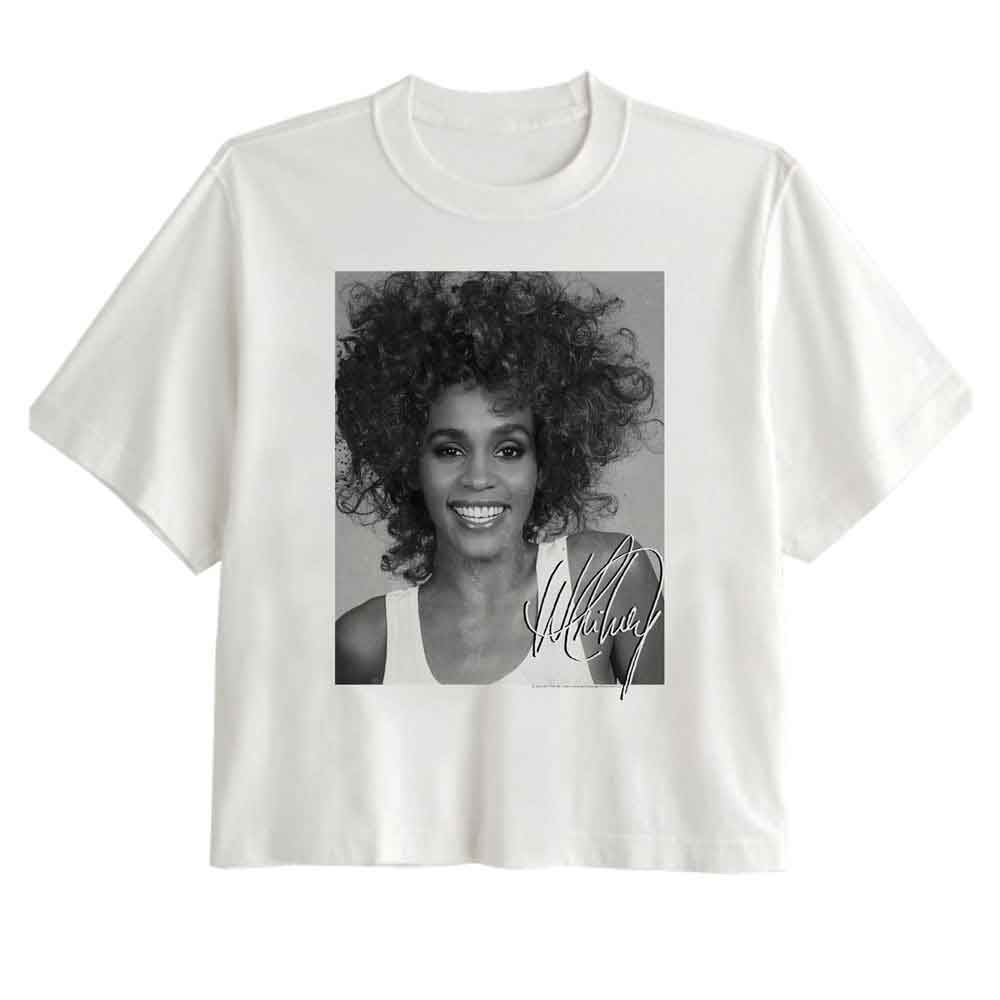 Whitney Houston White Ladies S/S Festival Cali Crop