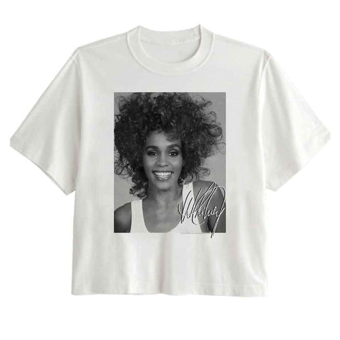 Whitney Houston White Ladies S/S Festival Cali Crop
