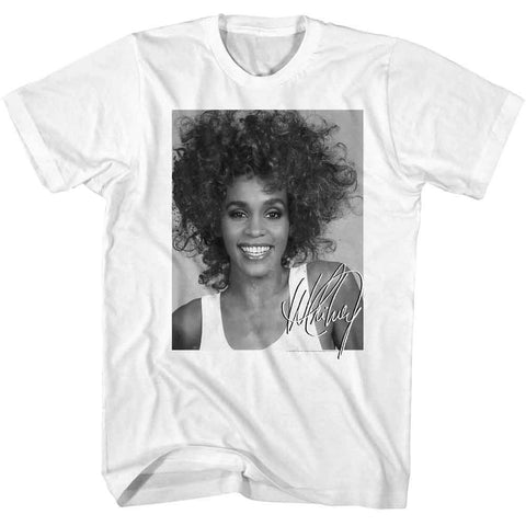 Whitney Houston White Adult S/S Tshirt