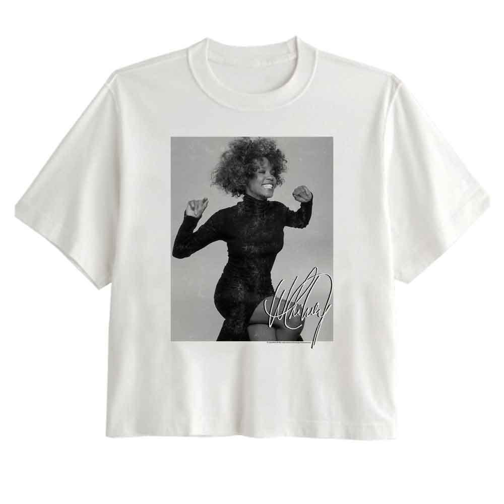 Whitney Houston White Ladies S/S Festival Cali Crop
