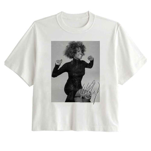 Whitney Houston White Ladies S/S Festival Cali Crop