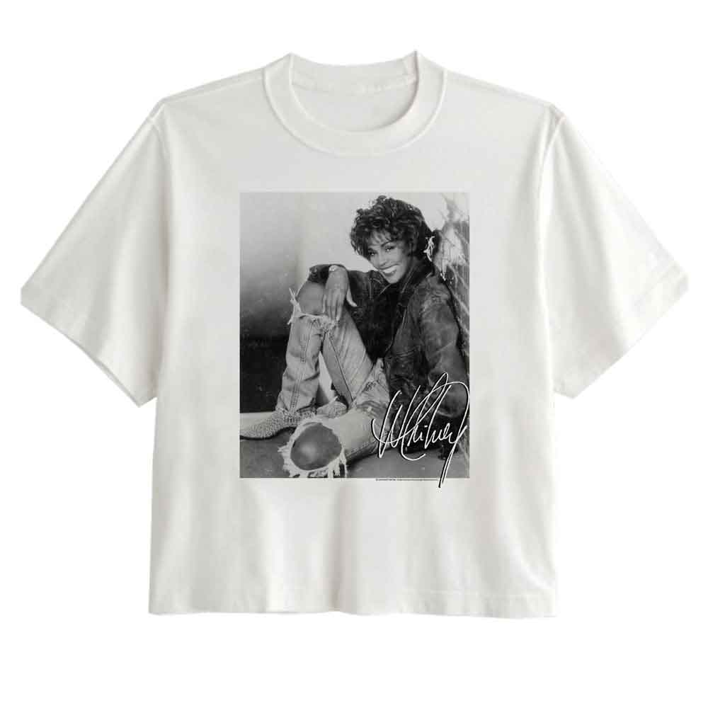 Whitney Houston White Ladies S/S Festival Cali Crop