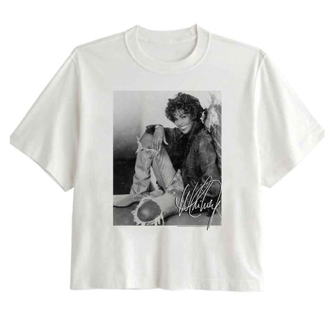 Whitney Houston White Ladies S/S Festival Cali Crop